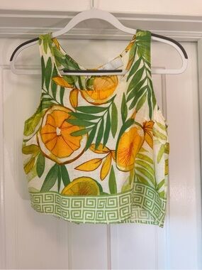 CC Boutique Green and Yellow Citrus Print Crop Tank